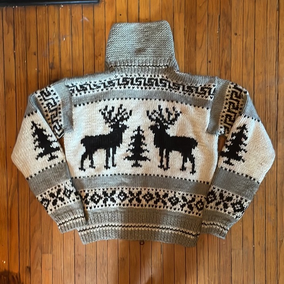 Vintage Ralph Lauren reindeer and pine tree motif bomber sweater, size small - Picture 3 of 9